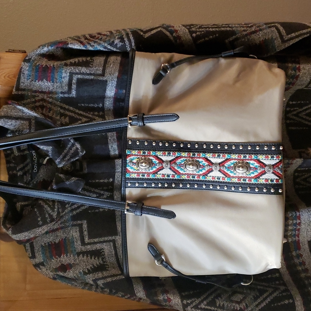 Montana West Conceal Carry Nylon Tote Purse w/ Matching Wallet western aztec